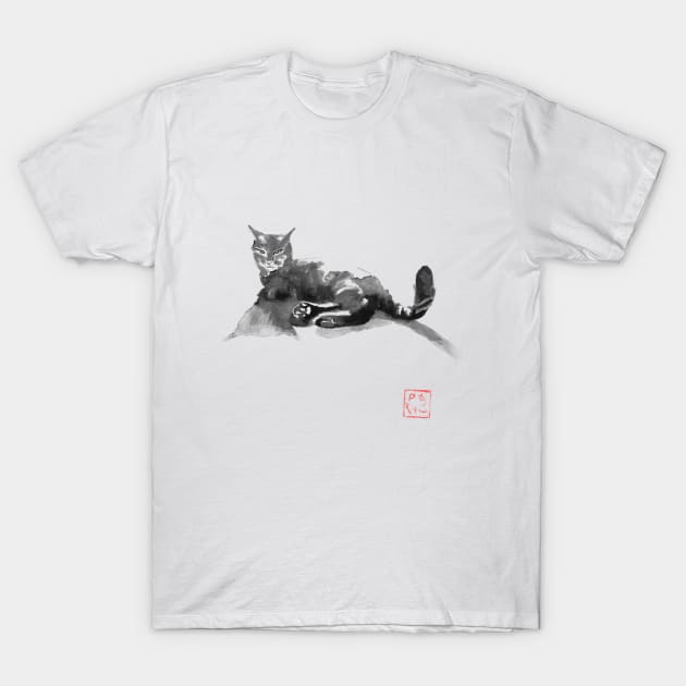 cat on the road T-Shirt by pechane